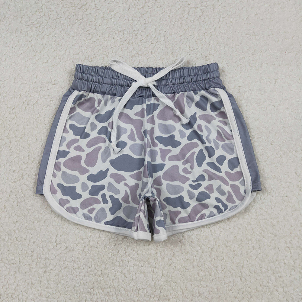 SS0740 Grey Camo Print Kids Summer Bottom Shorts