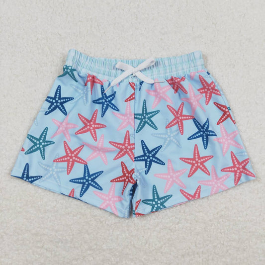 S0241 Starfish Print Boys Swim Trunks
