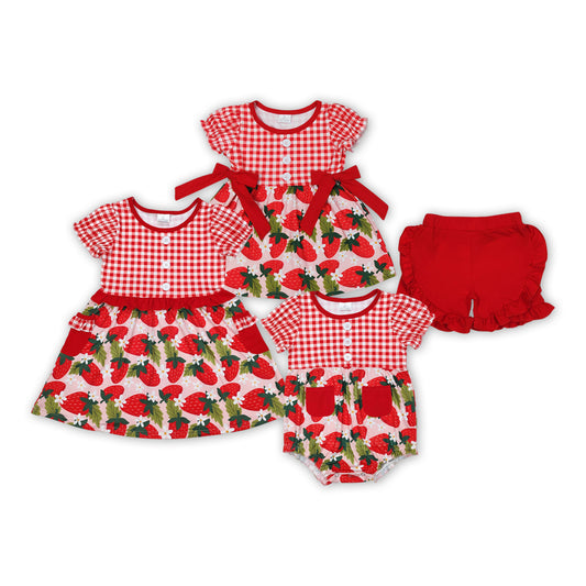 Strawberry Flowers Print Sisters Summer Matching Clothes