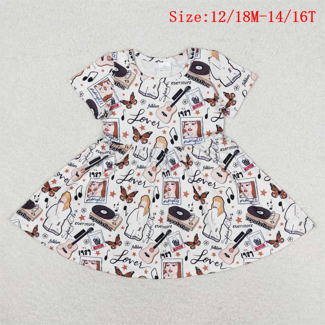 GSD0980 Singer Swiftie Print Girls Knee Length Summer Dress