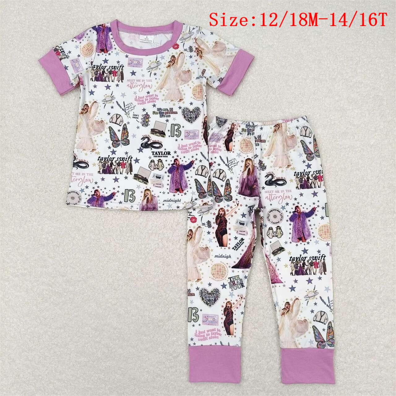 GSPO1414 Singer Swiftie Print Girls Pajamas Clothes Set