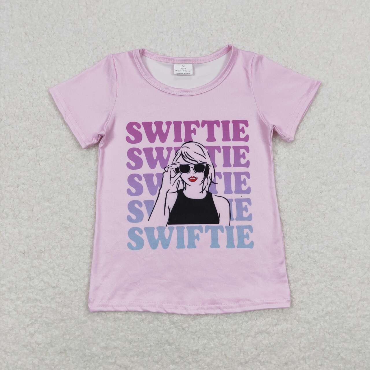 GT0505 Pink Singer Swiftie Print Girls Summer Tee Shirts Top