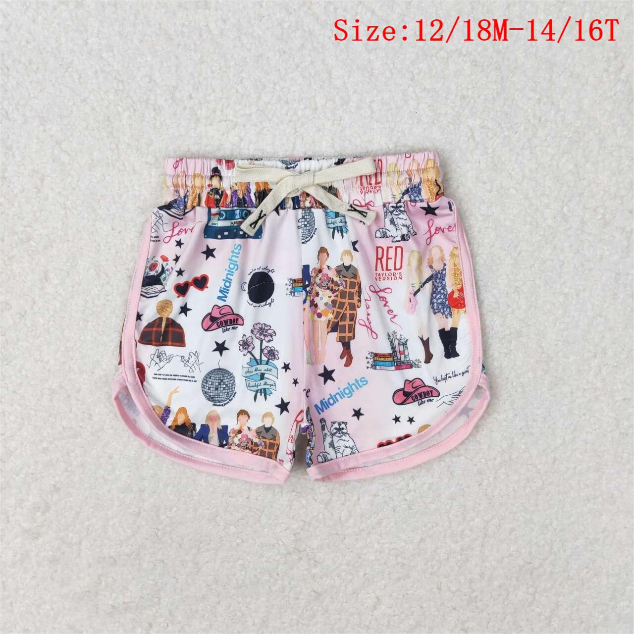 SS0255 Singer Swiftie Print Girls Summer Shorts