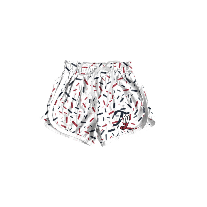 (Custom Design Preorder MOQ 5 Each Item) Team's TR White Sprinkles Print Summer Bottom Sports Shorts Mom and Me Matching Clothes
