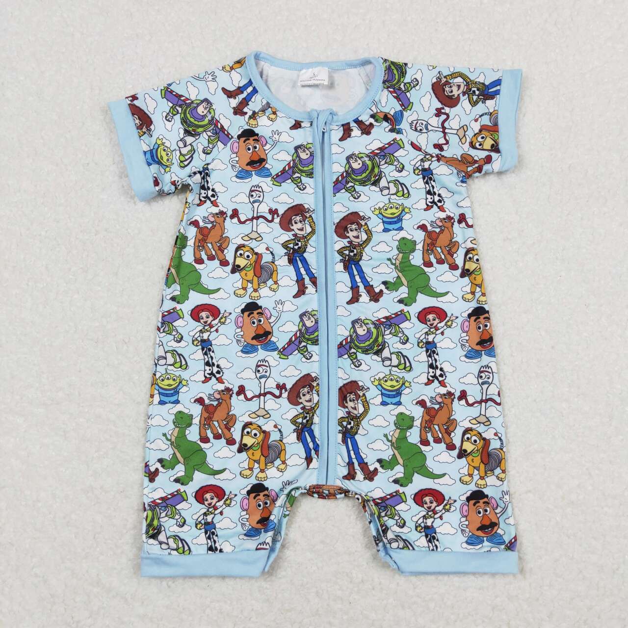 SR1274 Cartoon Toys Print Baby Boys Summer Zipper Romper
