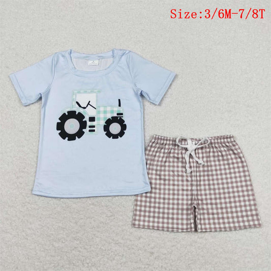 BSSO0610 Tractors Print Boys Summer Clothes Set
