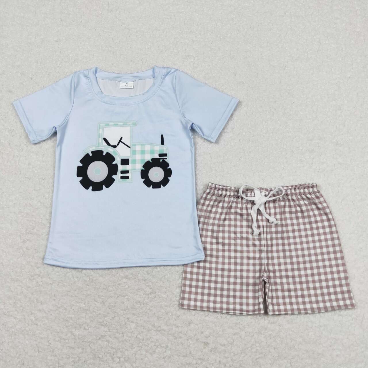 BSSO0610 Tractors Print Boys Summer Clothes Set