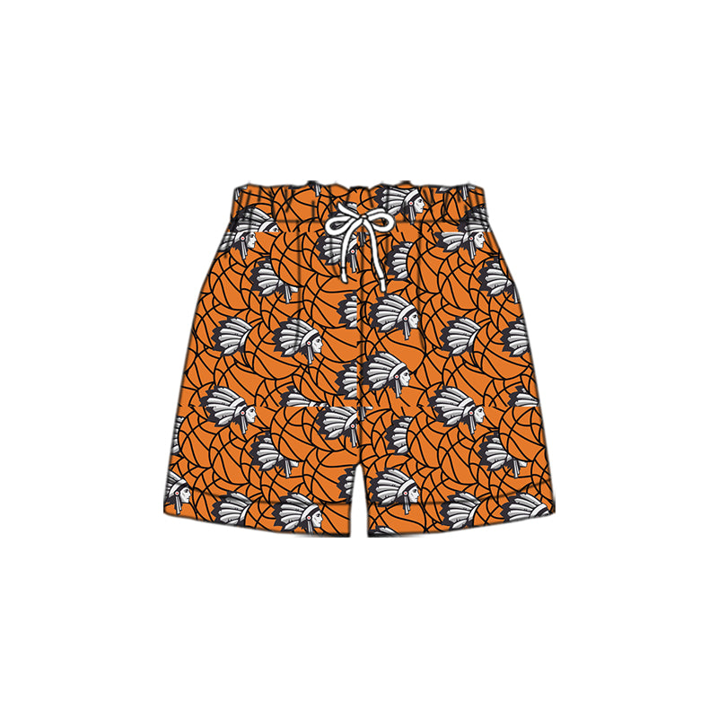 (Custom Design Preorder MOQ 5 Each Design) Team's Wapakoneta Redskins Basketball Print Summer Bottom Sports Shorts Mom and Me Matching Clothes