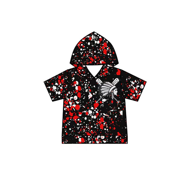 (Custom Design Preorder MOQ 5 Each Item)Team's Wapakoneta Baseball Sprinkles Print Short Sleeve Hoodie Top Mom and Me Matching Clothes