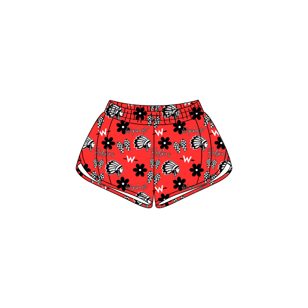 (Custom Design Preorder MOQ 5 Each Item) Team's Wapakoneta Print Zipper Pockets Summer Bottom Shorts Mom and Me Matching Clothes