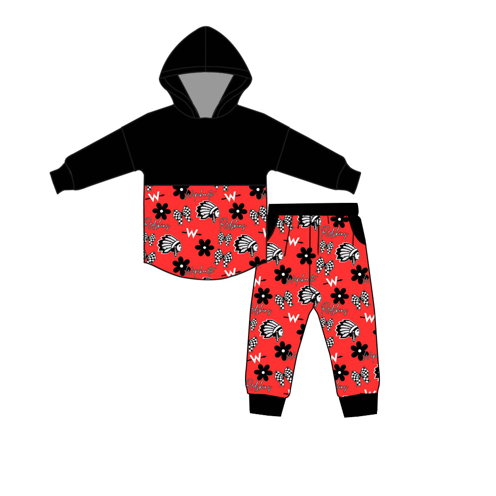 (Custom Design Preorder MOQ 5) Team's Wapakoneta Hoodie Top Pockets Pants Kids Clothes Set
