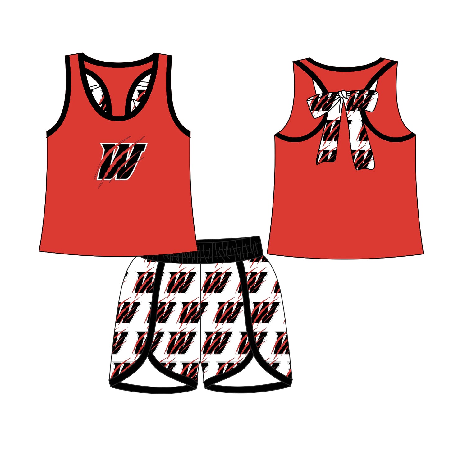 (Custom Design Preorder MOQ 5) Team's Whitharral Top Shorts Girls Summer Clothes Set