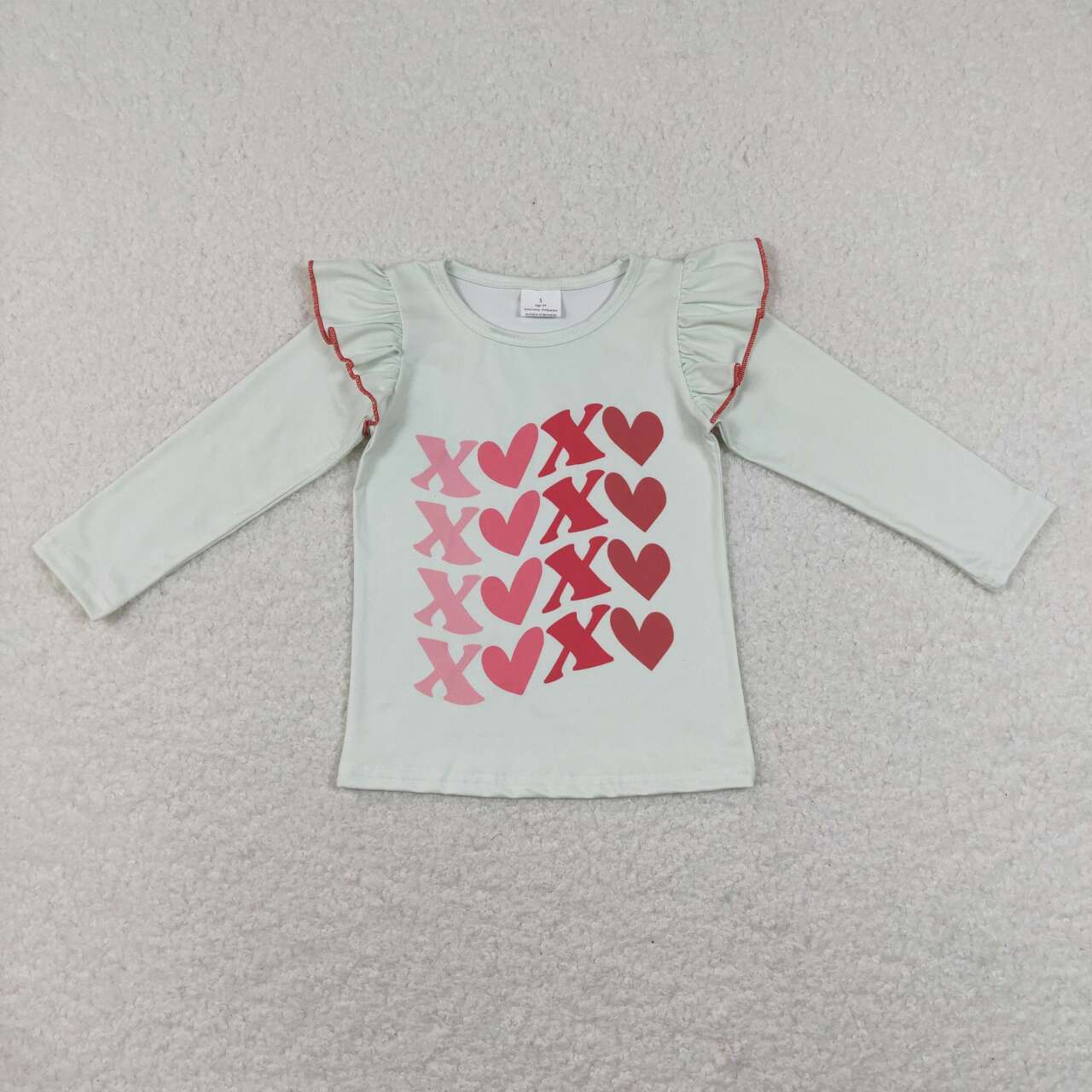 GLP1164 XOXO Top Plaid Bell Pants Girls Valentine's Clothes Set
