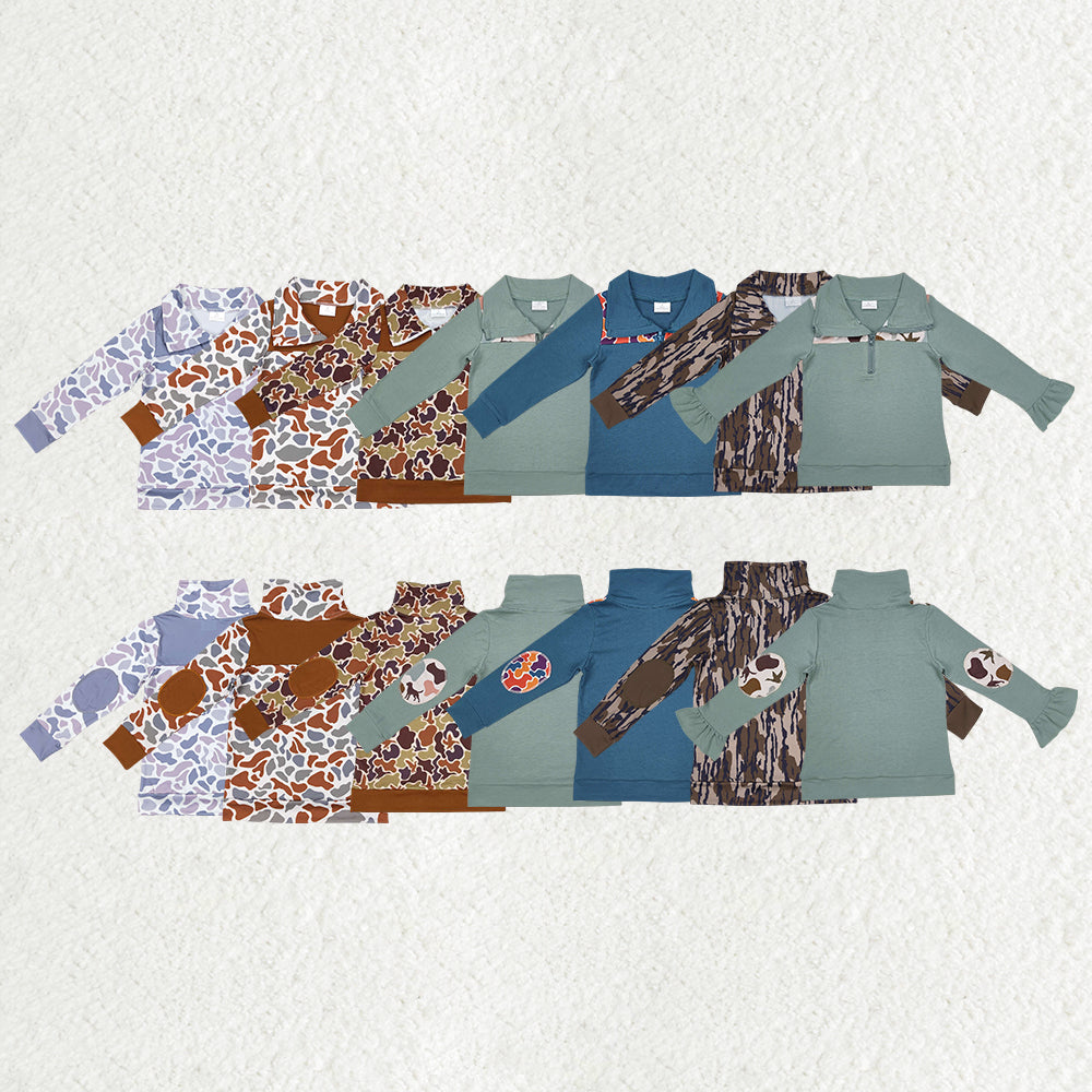 Camo Print Boys Zipper Pullover Top Brothers Wear