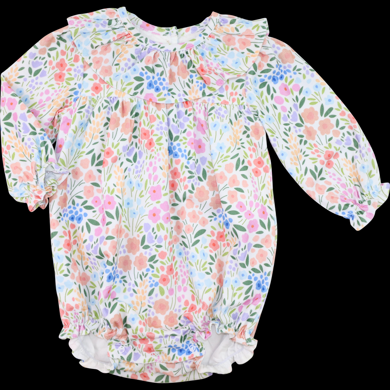 (Custom Design Preorder MOQ 5) Colorful Flowers Print Baby Girls Spring Romper