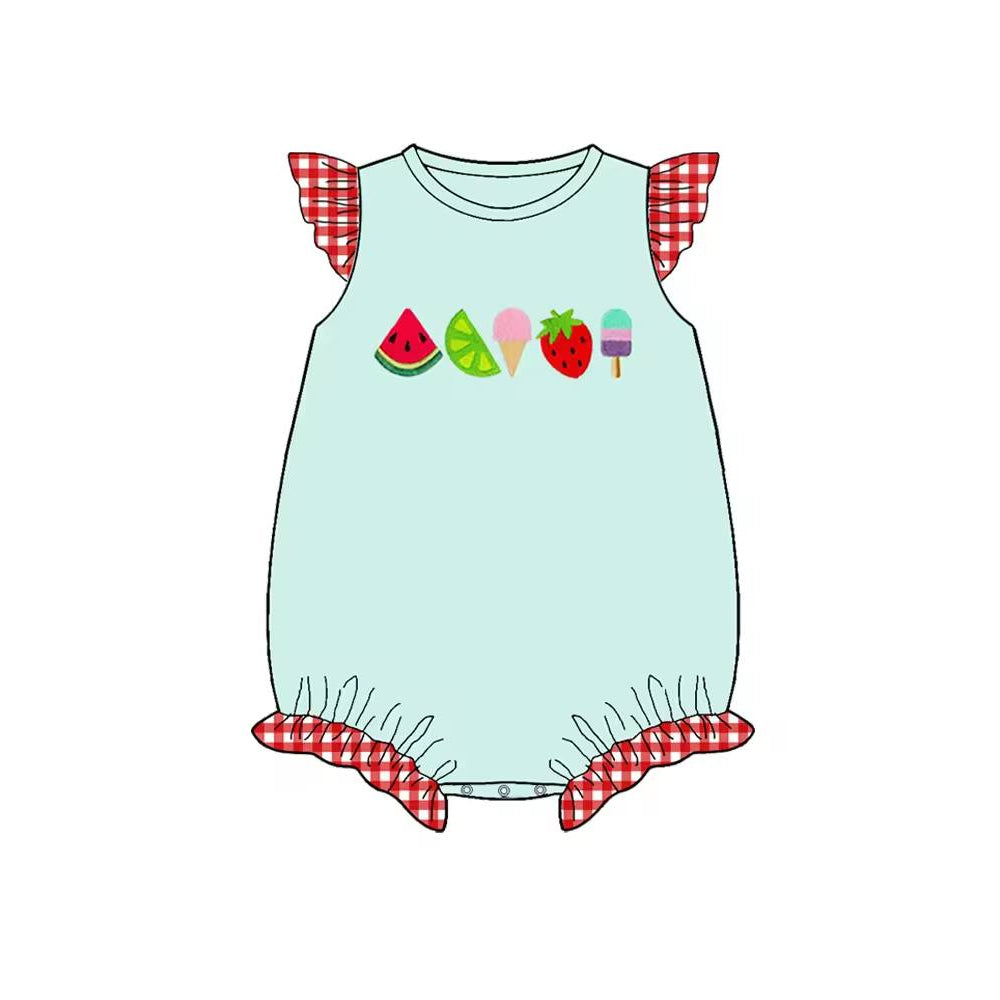 (Custom Design Preorder MOQ 5) Fruits Print Baby Girls Summer Romper