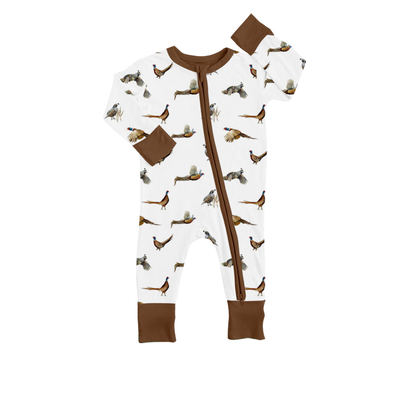 (Custom Design Preorder MOQ 5) Wild Chicken Print Baby Summer Zipper Romper
