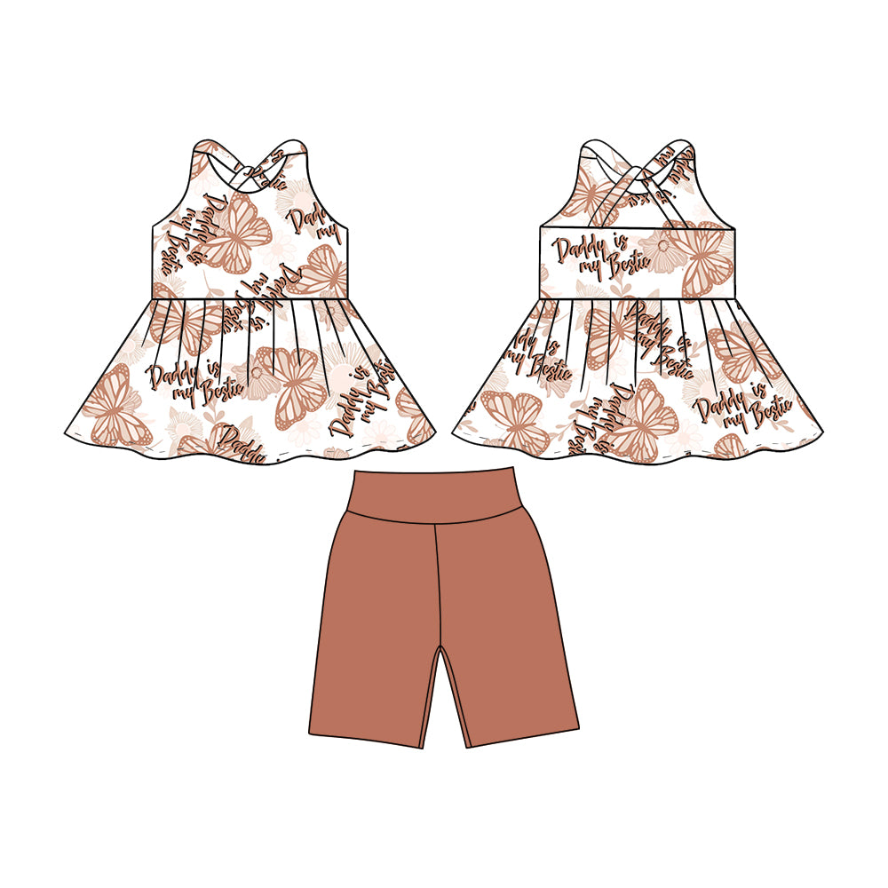 (Custom Design Preorder MOQ 5) Daddy's My Best Bestie Print Girls Summer Clothes Set