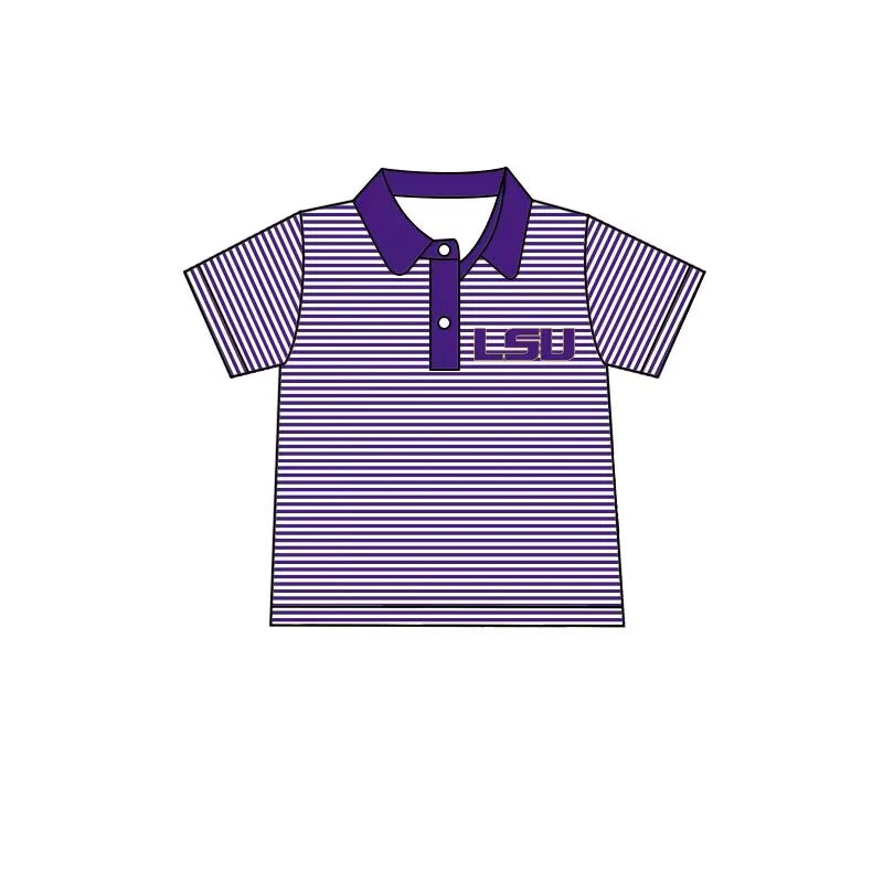 (Custom Design Preorder MOQ 5) Team's LSU Print Boys Summer Polo Tee Shirts Top