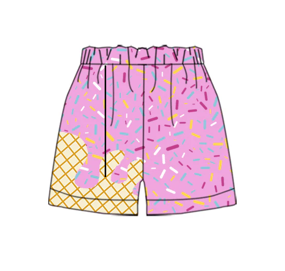 (Custom Design Preorder MOQ 5) Team's Ice Pink Sprinkles Print Kids Summer Bottom Shorts