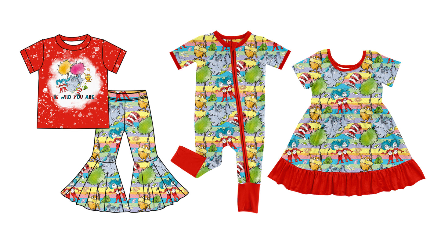 11.29(Custom Design Preorder MOQ 5 Each Design) Dr.Reading Red Print Girls Matching Clothes Sisters Wear