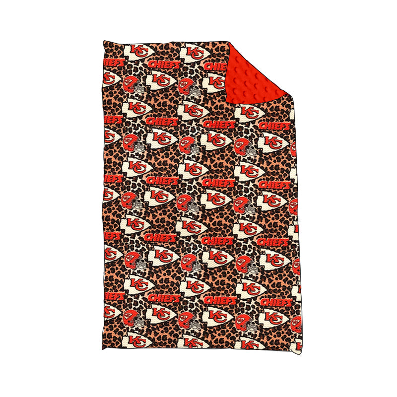(Custom Design Preorder MOQ 5) Team's KC Leopard Print Baby Blanket