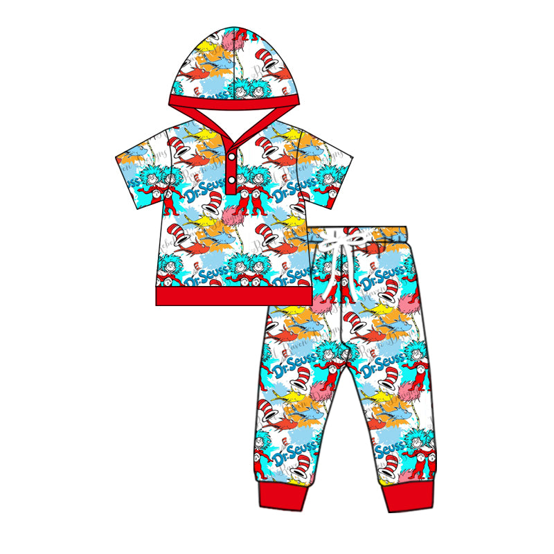 (Custom Design Preorder MOQ 5) Dr.Reading Hoodie Top Pants Boys Fall Clothes Set