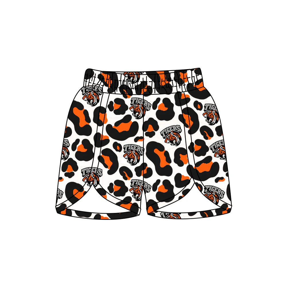 (Custom Design Preorder MOQ 5 Each Item) Team's Tigers Leopard Print Summer Bottom Shorts Mom and Me Matching Clothes