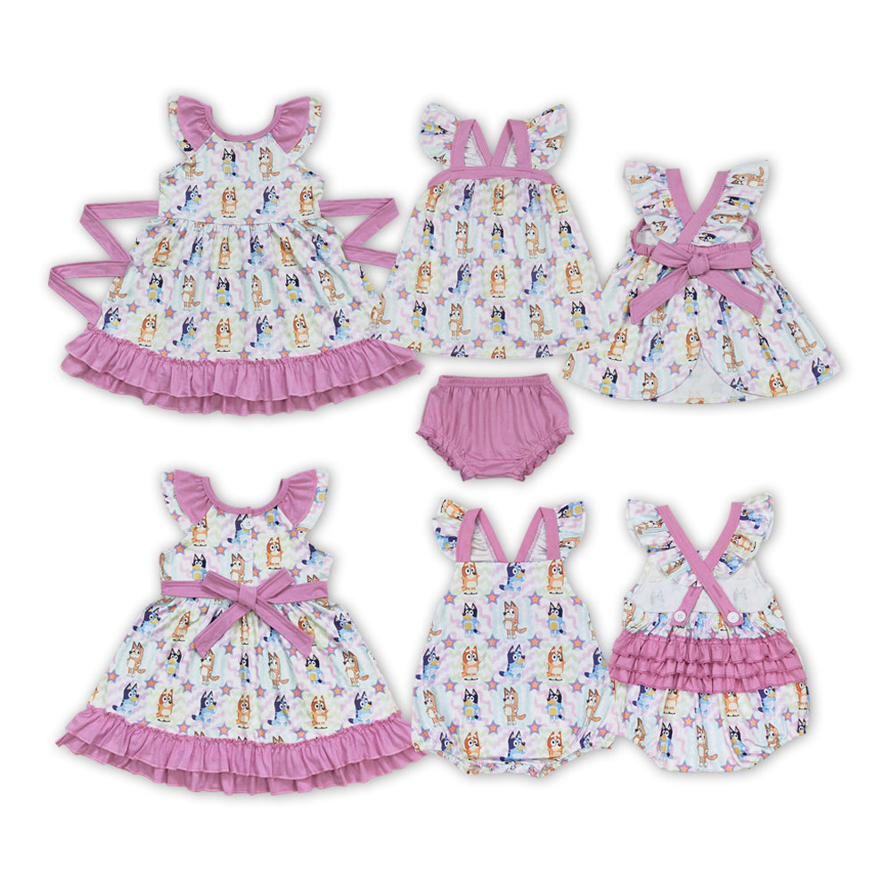 Cartoon Dog Stars Print Sisters Summer Matching Clothes