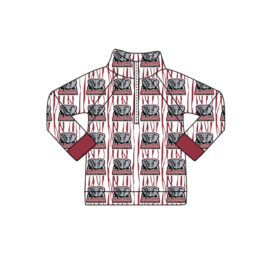(Custom Design Preorder MOQ 5 Each Design) Team's Alabama Print Pullover Zipper Top Mom and Me Matching Clothes