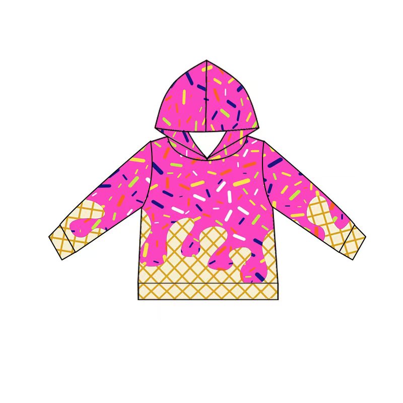 (Custom Design Preorder MOQ 5) Team's Hot Pink Sprinkles Print Kids Long Sleeve Hoodie Top