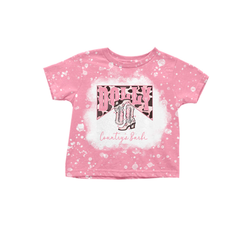 11.30(Custom Design Preorder MOQ 5 ) Boots Dolly Western Print Girls Summer Tee Shirts Top