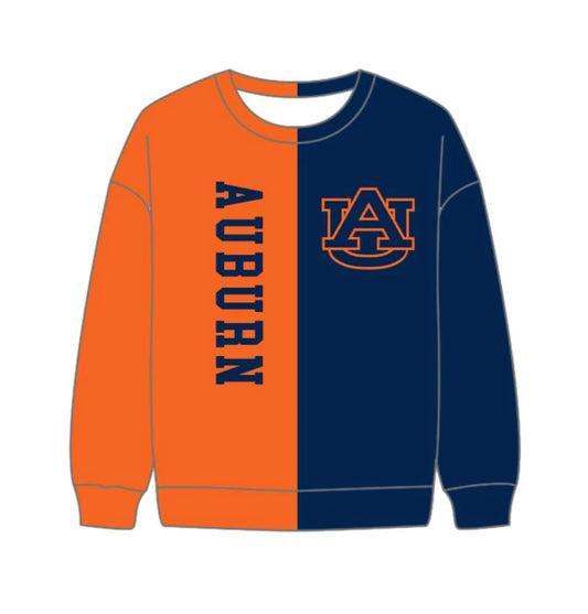 (Custom Design Preorder MOQ 5 Each Item) Team's AUBURN Print Long Sleeve Tee Shirts Top Mom and Me Matching Clothes