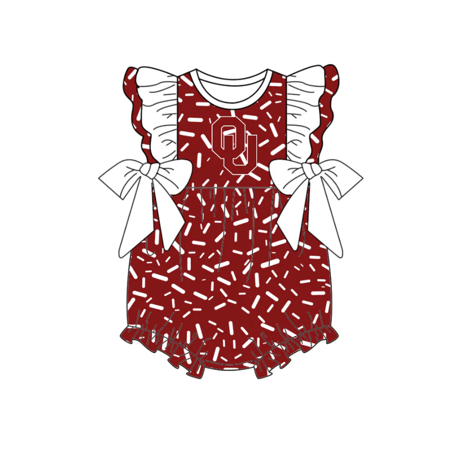 (Custom Design Preorder MOQ 5) Team's Oklahoma Sprinkles Print Baby Girls Summer Romper