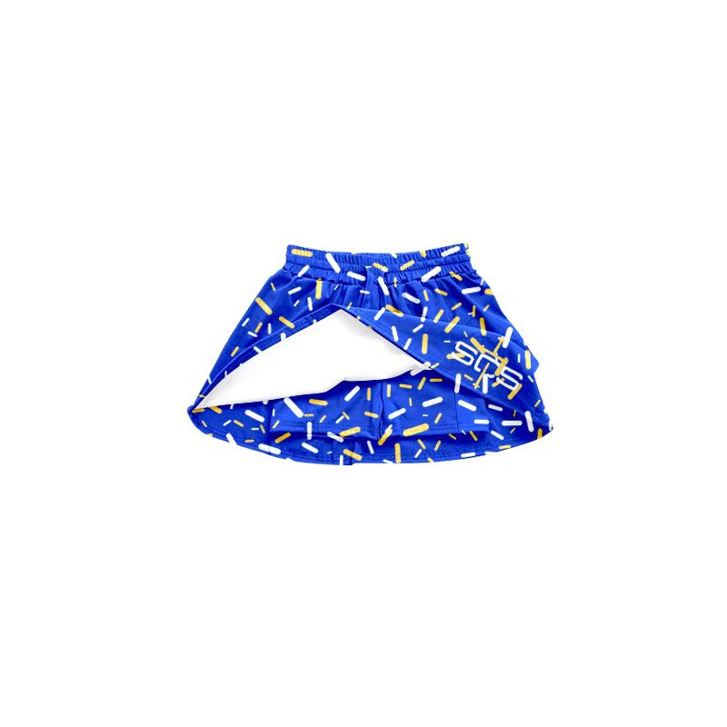 (Custom Design Preorder MOQ 5) Team's SCS Blue Sprinkles Print Summer Bottom Skirts Shorts Mom and Me Matching Clothes