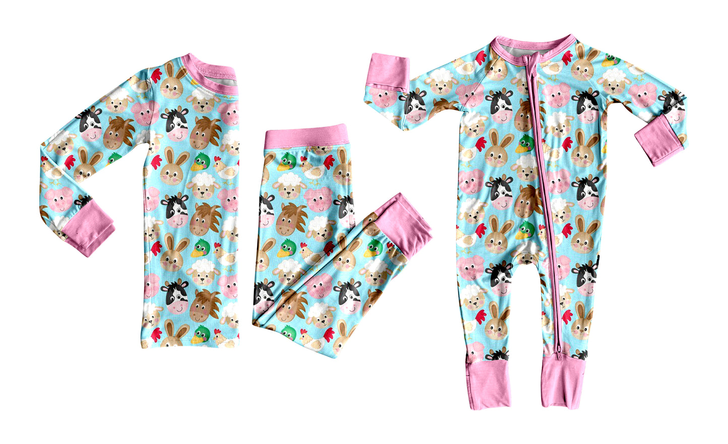 5.23(Custom Design Preorder MOQ 5 Each Design) Farm Animals Kids Pajamas Matching Clothes Sisters Wear