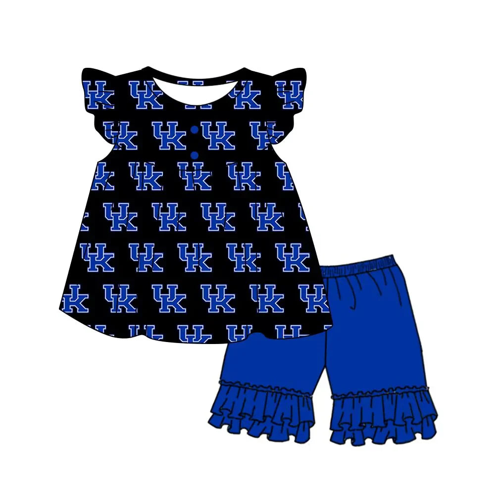 (Custom Design Preorder MOQ 5) Team's Kentucky UK Print Girls Summer Clothes Set