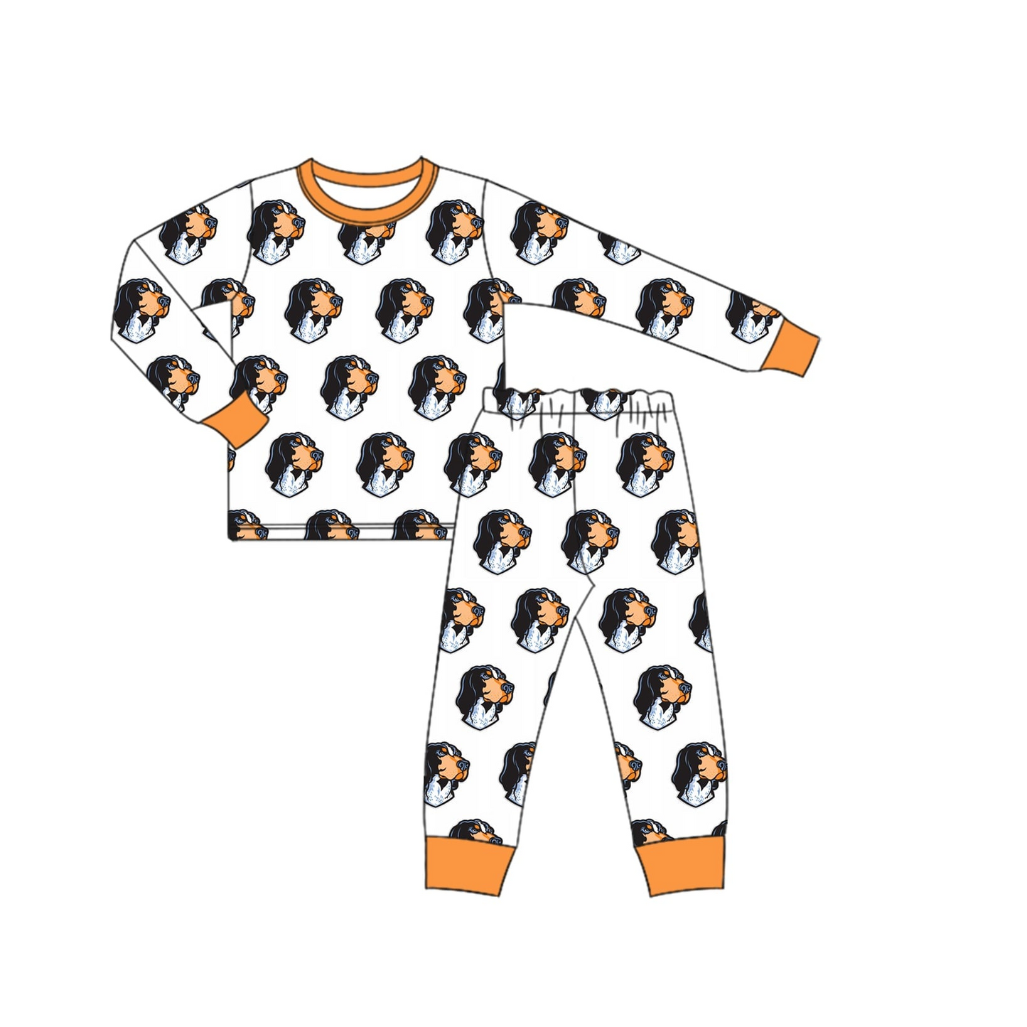 (Custom Design Preorder MOQ 20) Team's Tennessee Dog Print Boys Bamboo Pajamas Clothes Set