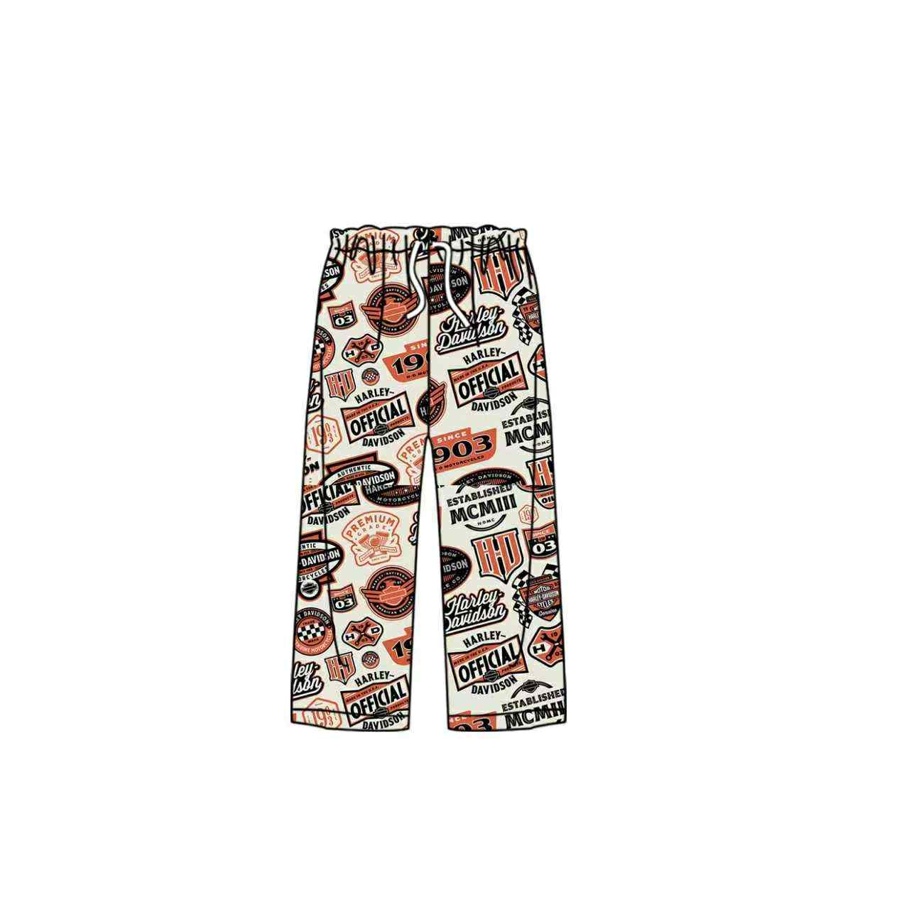 (Custom Design Preorder MOQ 5) Adult Motorcycle Print Bottom Straight Pants