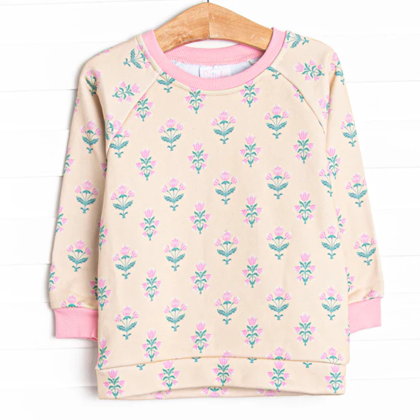 (Custom Design Preorder MOQ 5 ) Pink Flowers Print Girls Tee Shirts Top