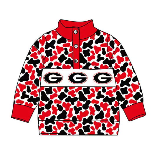 (Custom Design Preorder MOQ 5 Each Item) Team's Georgia Camo Print Long Sleeve Polo Top Mom and Me Matching Clothes
