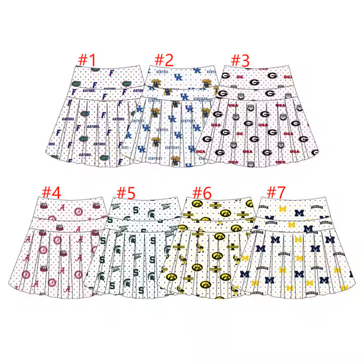 (Custom Design Preorder MOQ 5) 7 Colors Team Print Girls Summer Bottom Skirts