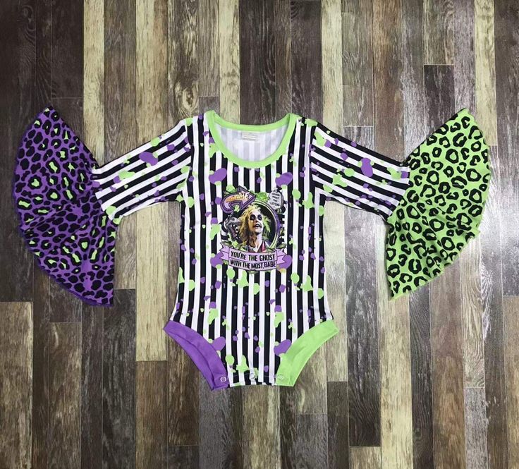 (Custom Design Preorder MOQ 5) Movie Character Leopard Print Baby Girls Halloween Romper