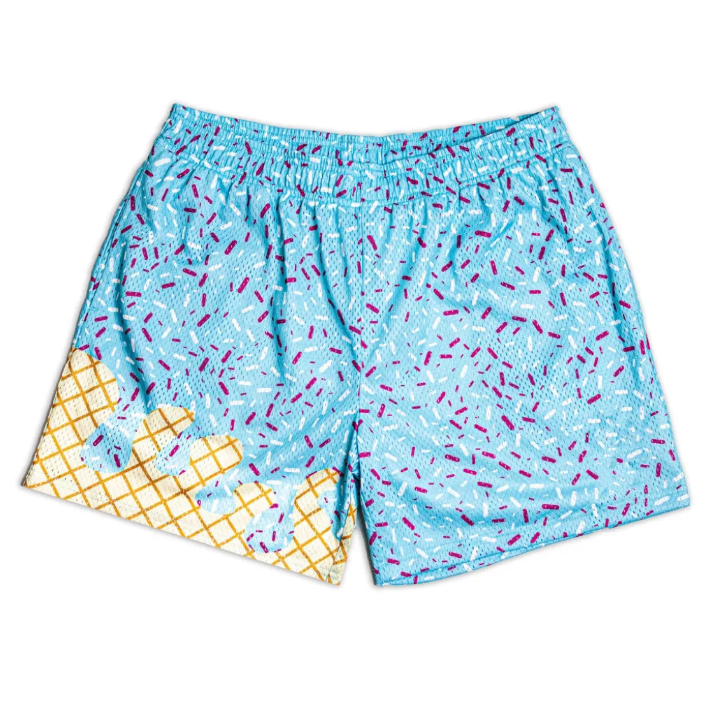 (Custom Design Preorder MOQ 5) Ice Cream Blue Print Kids Summer Bottom Shorts