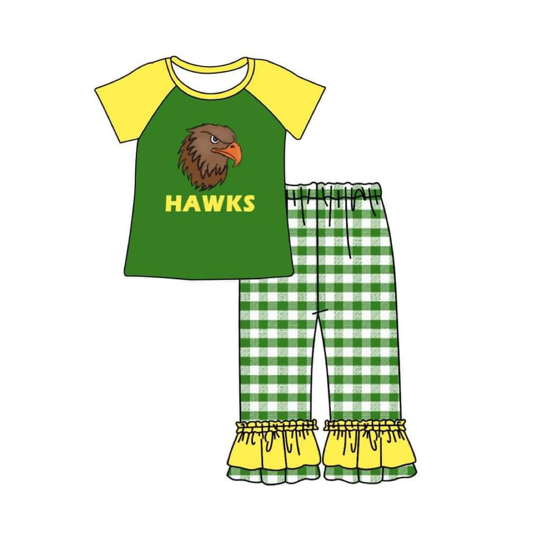 (Custom Design Preorder MOQ 5) Team's HAWKS Print Girls Clothes Set