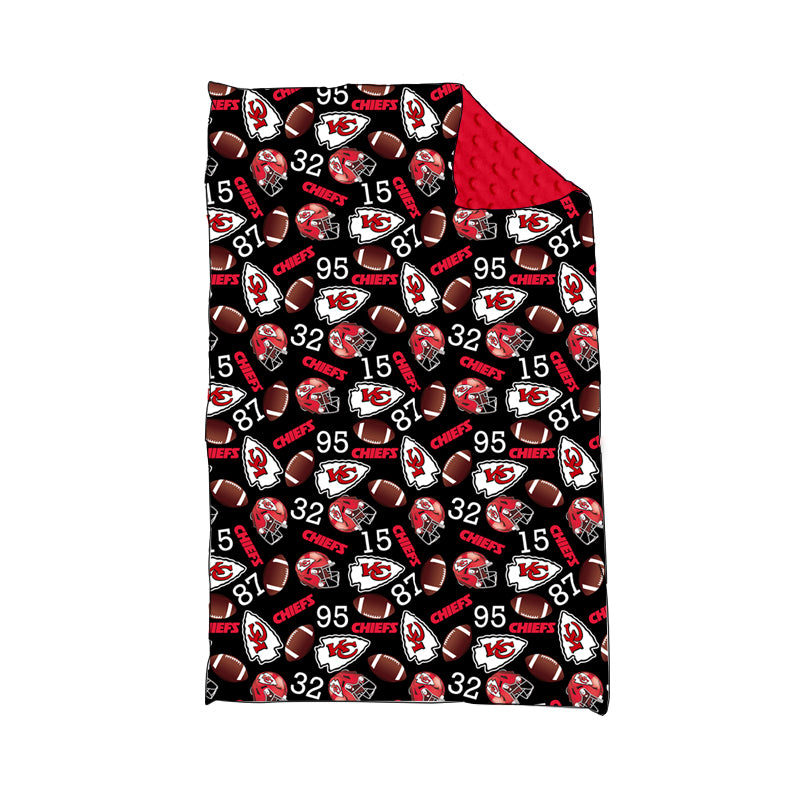 (Custom Design Preorder MOQ 5) Team's KC Black Print Baby Blanket