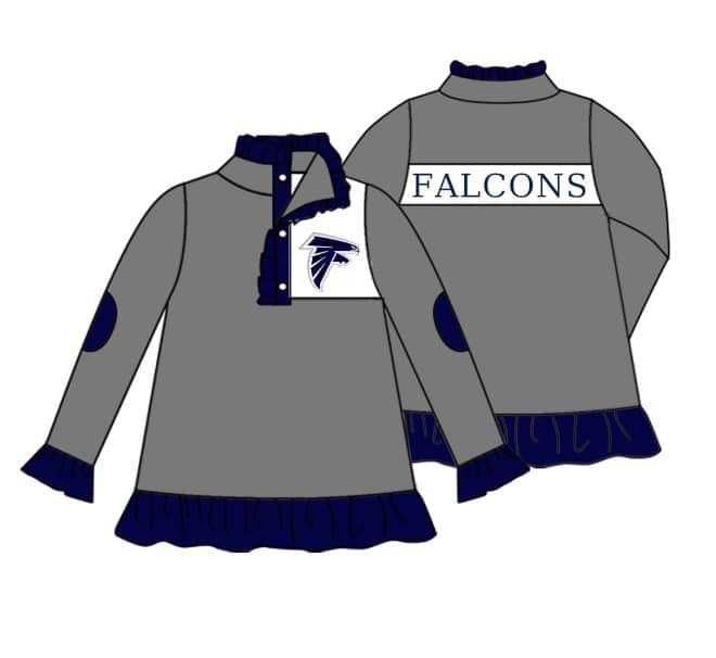 (Custom Design Preorder MOQ 5) Team's FALCONS Print Girls Pullover Tee Shirts Top