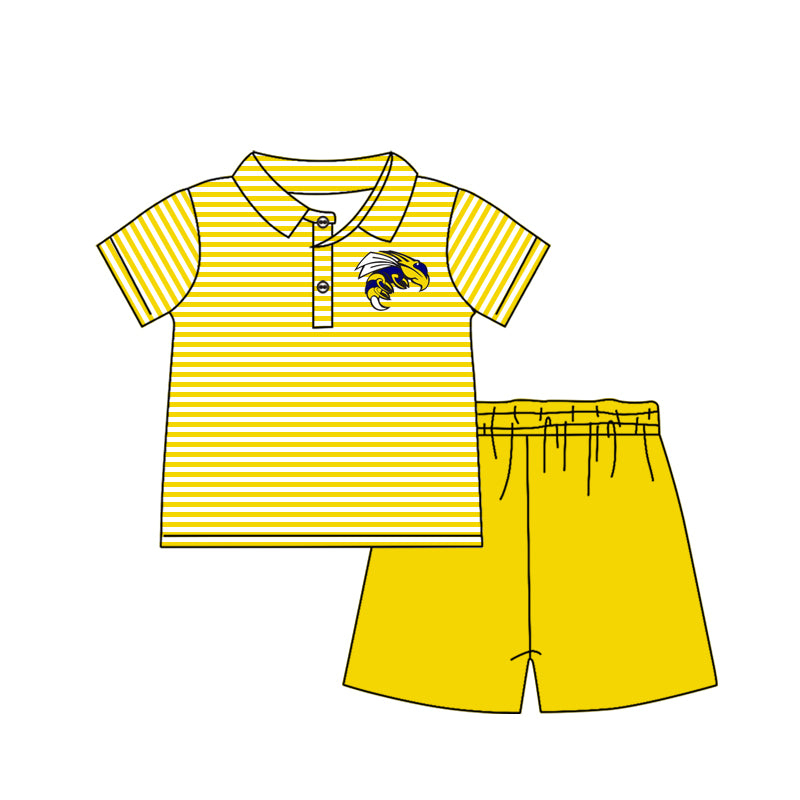 (Custom Design Preorder MOQ 5) Team's Yellowjackets Yellow Print Boys Summer Clothes Set