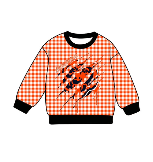 (Custom Design Preorder MOQ 5 Each Item) Team's BEARS Plaid Print Long Sleeve Tee Shirts Top Mom and Me Matching Clothes
