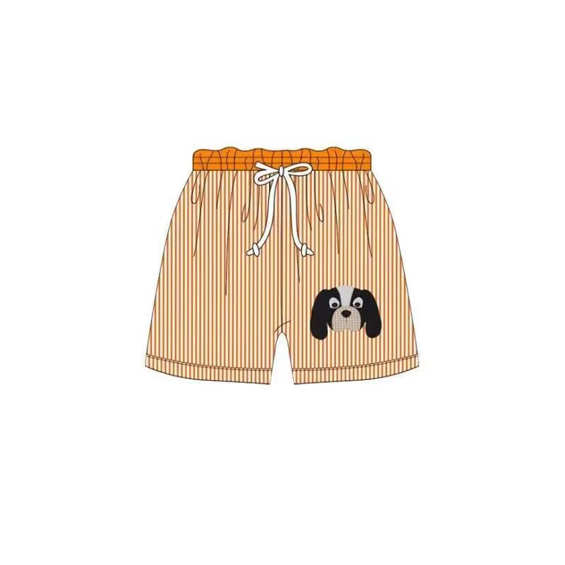 (Custom Design Preorder MOQ 5) Team's Orange T Dog Print Boys Swim Trunks